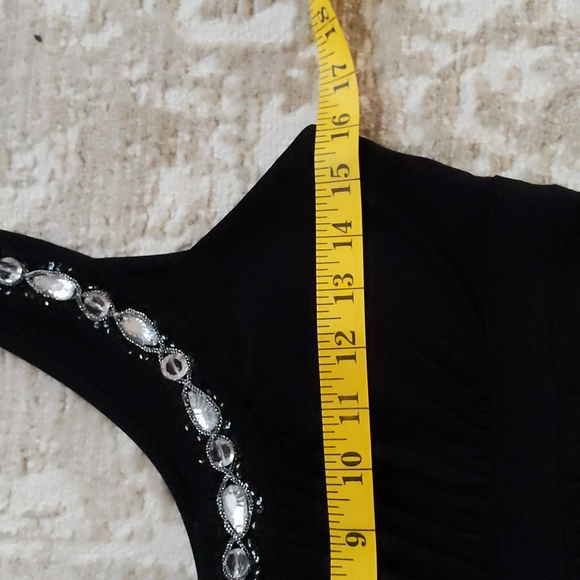 Signature by Sangria Embellished Pleated Empire Waist Dress 6 Black - Picture 14 of 16